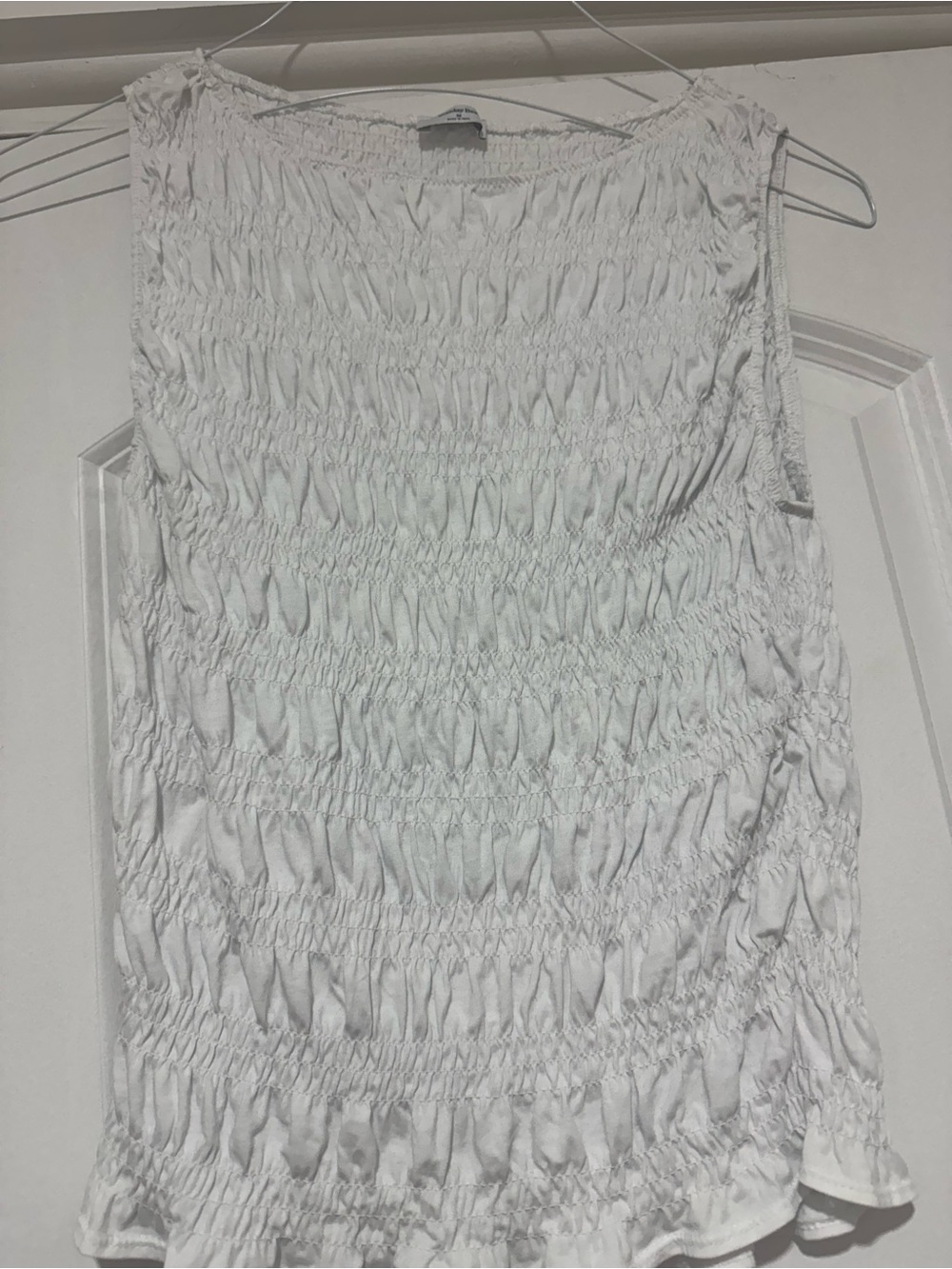 Sunday Best White Smocked Sleeveless Tank Top